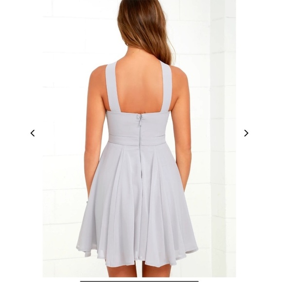 Lulu's Gray Forevermore Halter A-Line Dress - Picture 4 of 11